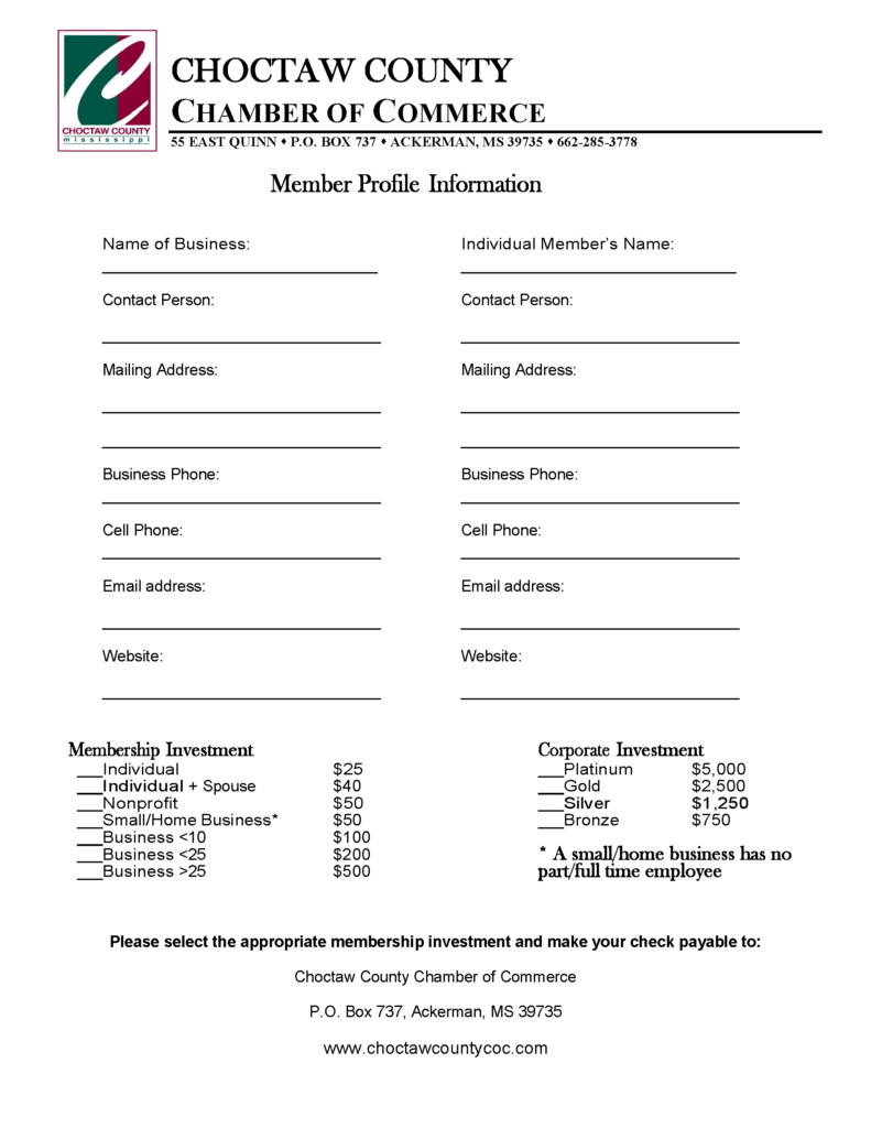 Member Profile Information form